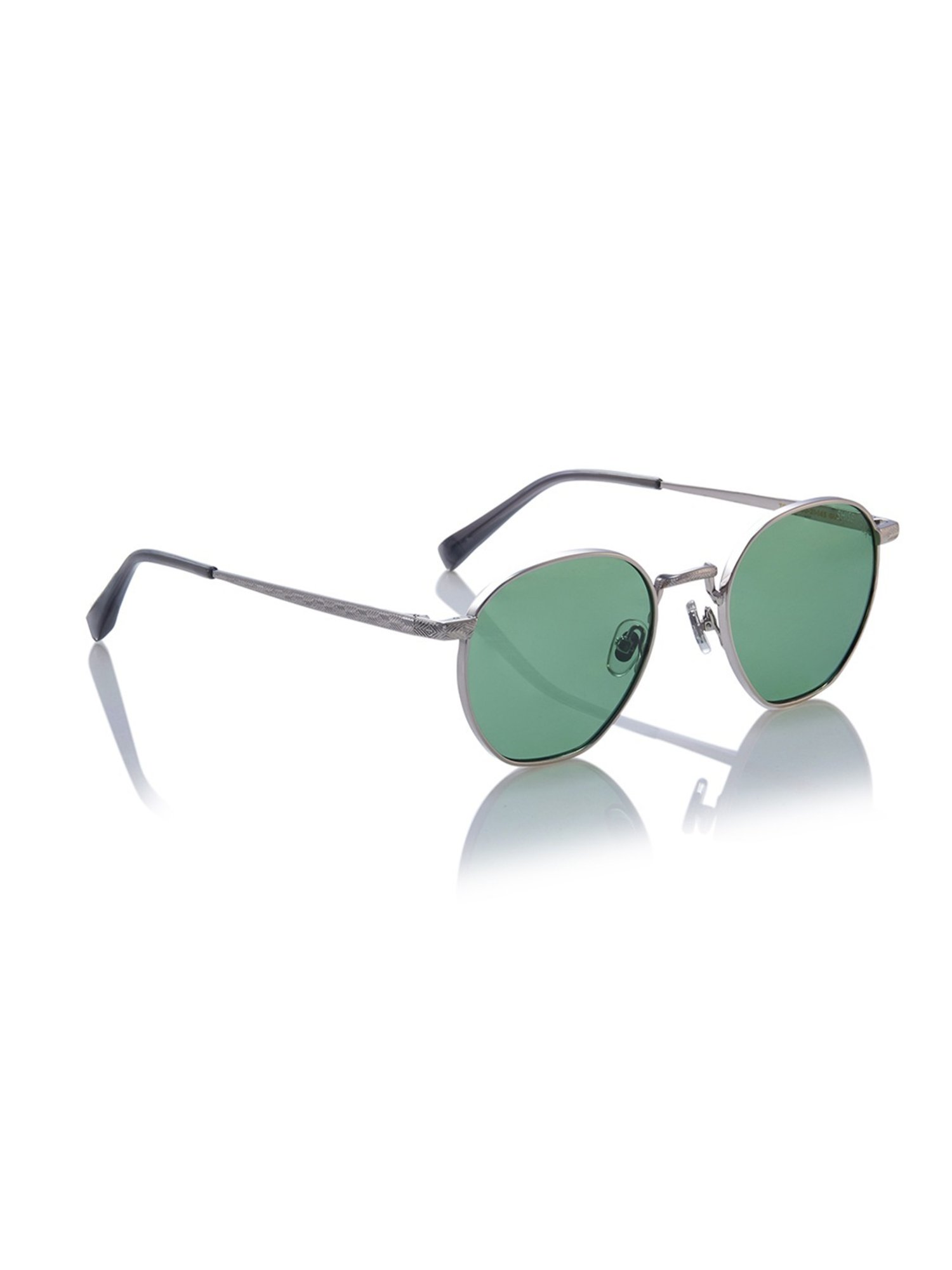 Shisen Fox Tora Gun-Light Green Round Unisex UV Protection Sunglasses -50 mm