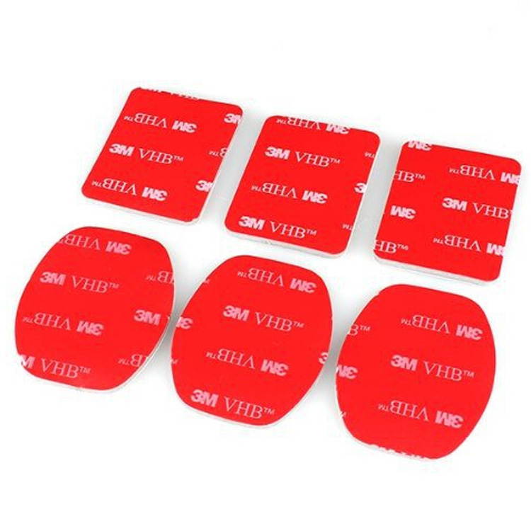 6PCS 3M Sticker Adhesive Pads Set for Gopro HD Hero 3+ 3 2 1 Helmet Flat Curved Surface Mount - Red  GP014