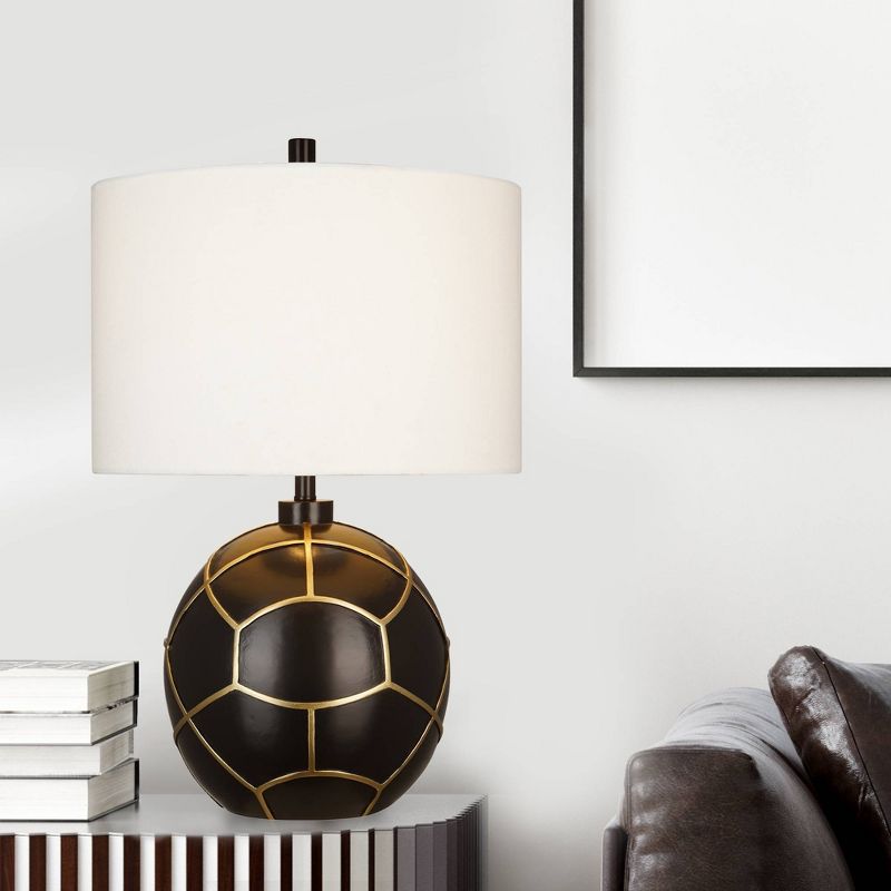 23.5" Sphere Table Lamp with Brass Highlights (Includes LED Light Bulb) Black - Cresswell Lighting