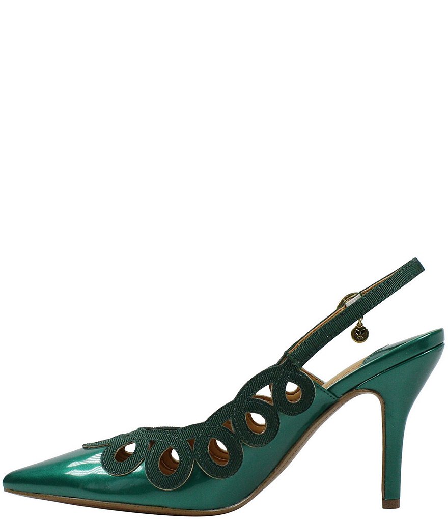 J. Renee Reghina Patent Cut-Out Detail Slingback Pumps