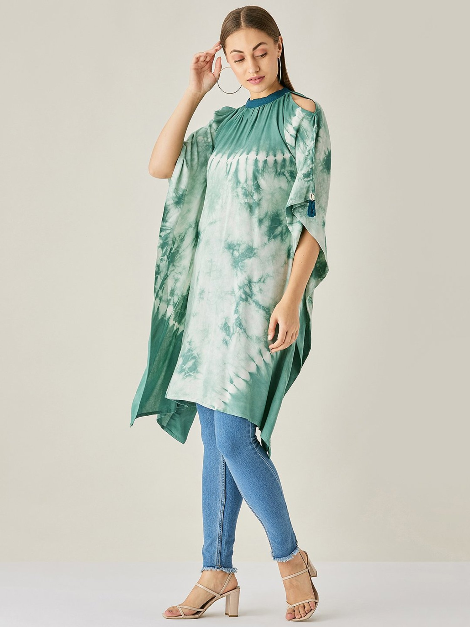 The Kaftan Company Green Tie-Dye Kaftan Top