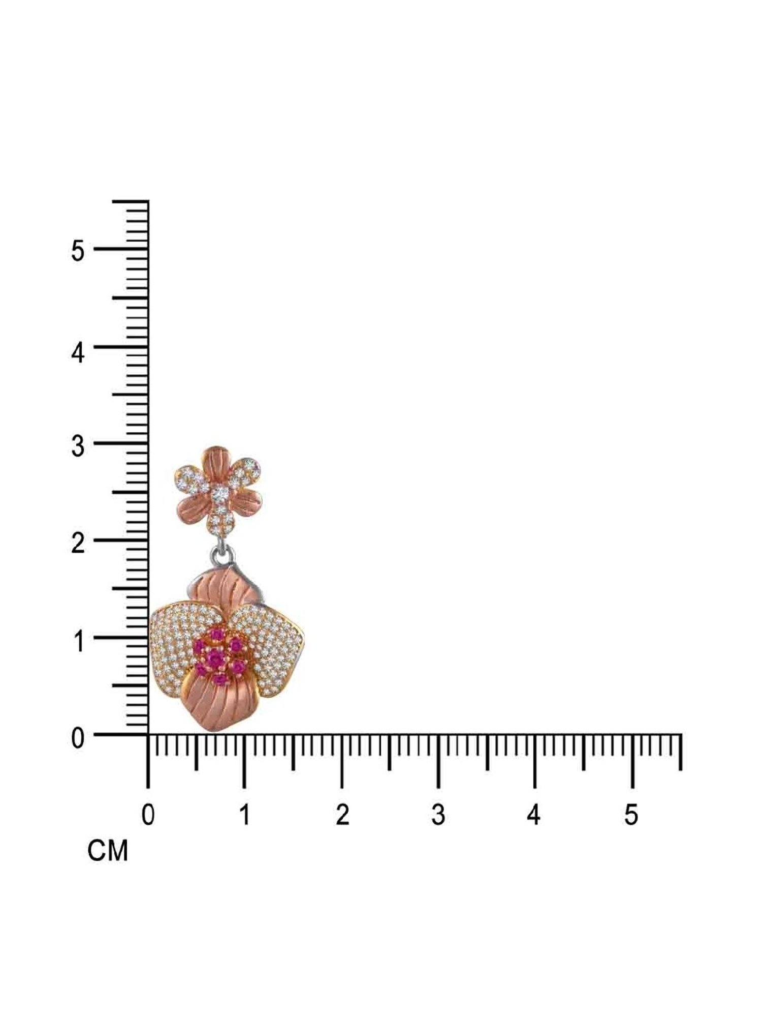 Rihi by P.C. Chandra Jewellers Petal With Pink Stone Flower Pendant And Earring Set (Without Chain)