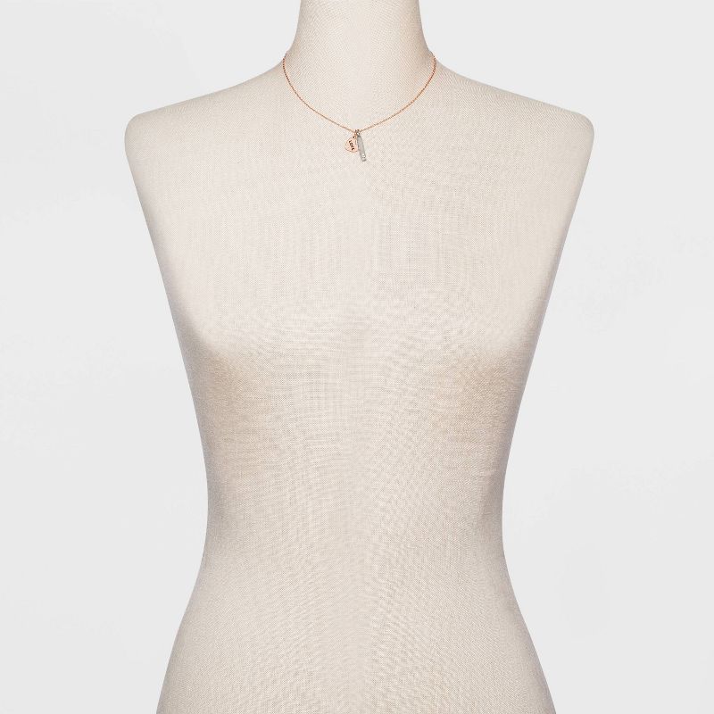 Beloved + Inspired Two-Tone 'Love' Heart Disc and Bar Cluster Necklace