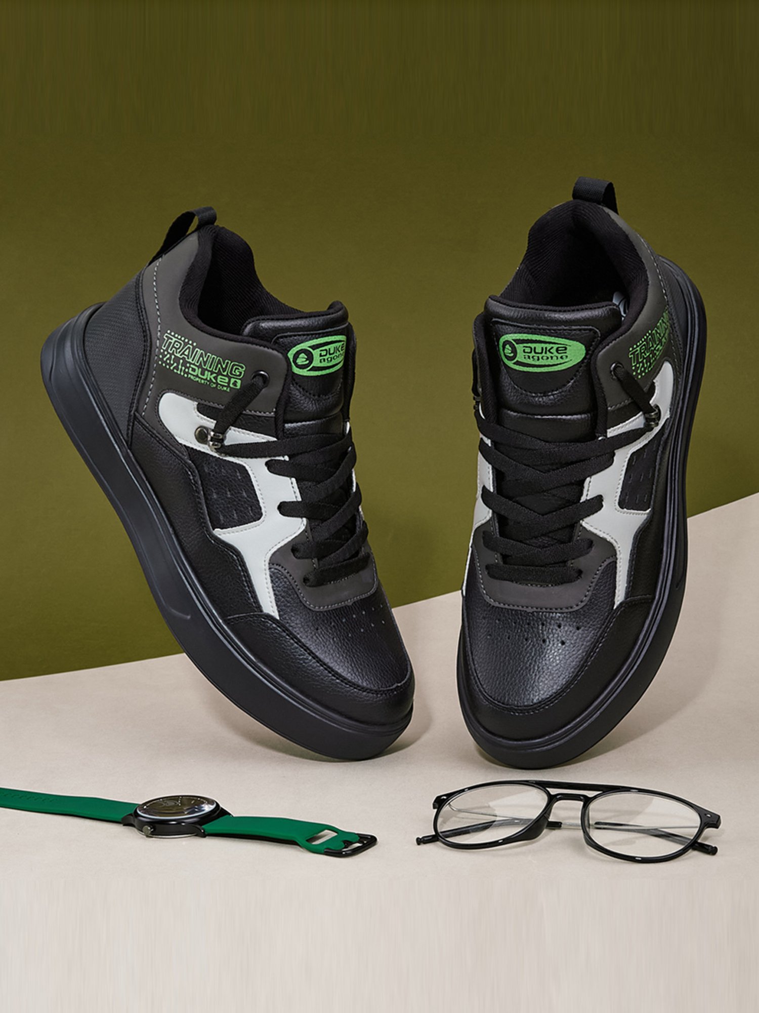 Duke Men's Black Ankle High Sneakers