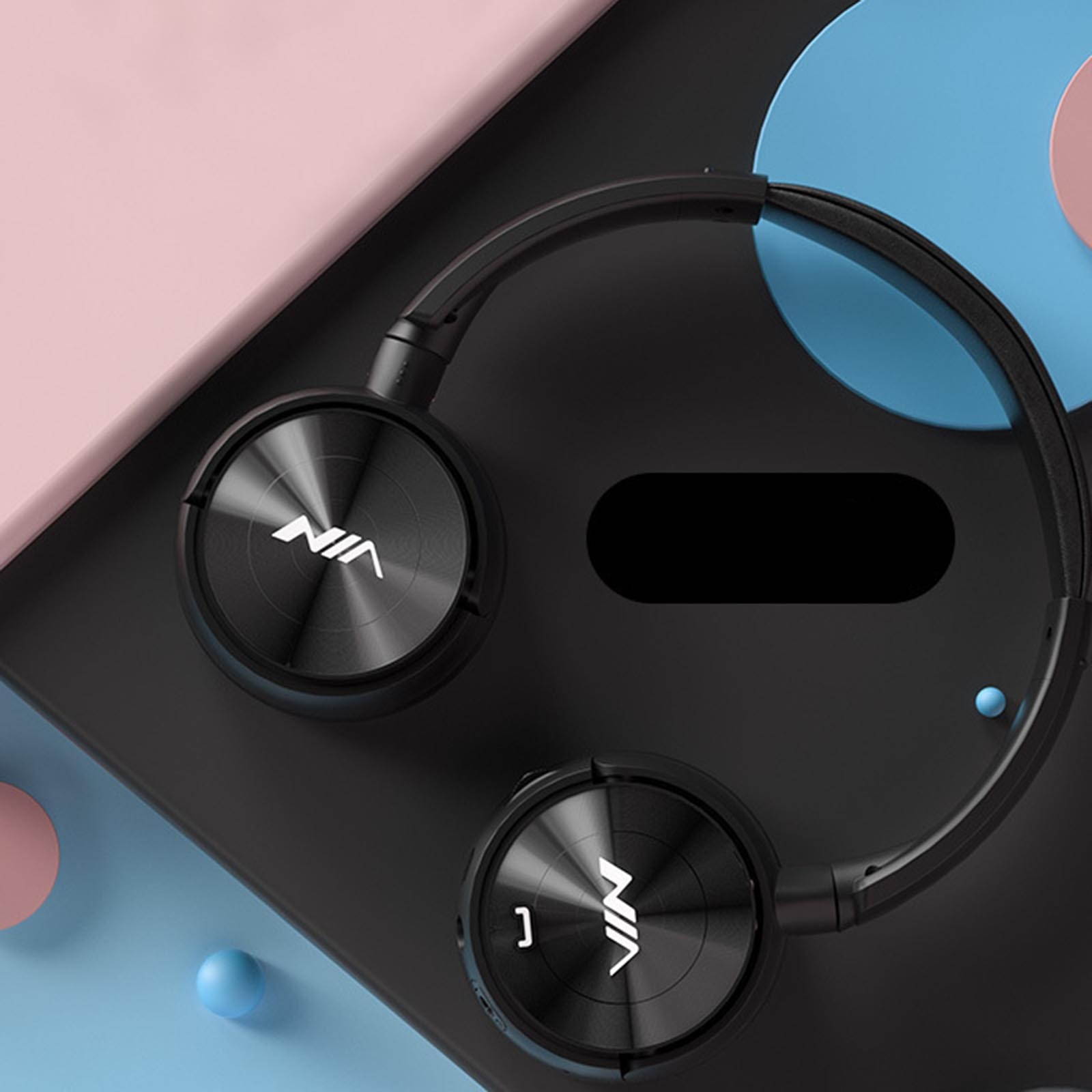 NIA Q2 Foldable On Ear Headset Wireless Bluetooth Headphones 3.5mm AUX IN Music Earphone TF Card MP3 Player FM Radio with Microphone APP Control