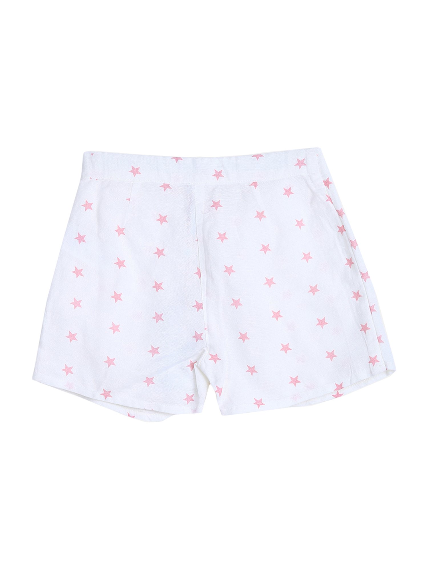 Elle Kids Off White Cotton Printed Shorts