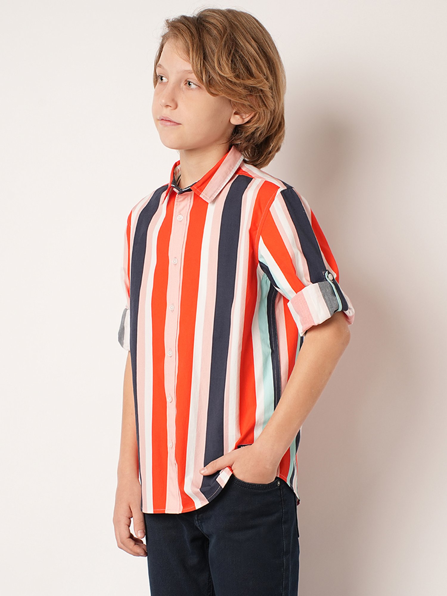Jack & Jones Junior Multicolor Striped Full Sleeves Shirt