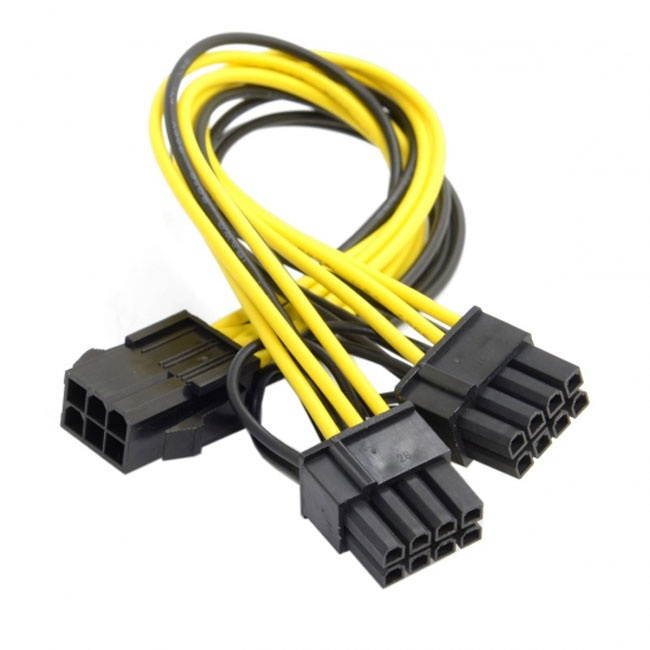 Jimier PCI-E PCI Express ATX 6Pin Male to Dual 8Pin & 6Pin Female Video Card Extension Splitter Power Cable PW-185