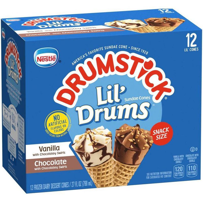 Nestle Drumstick Lil' Drums Vanilla Chocolate Ice Cream Cones - 12ct