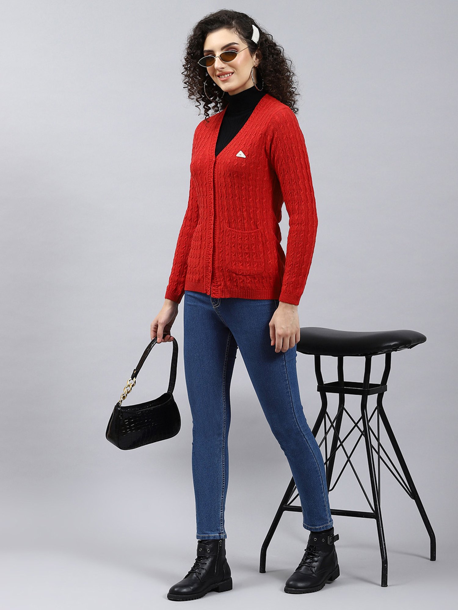 Monte Carlo Red Self Design Cardigan