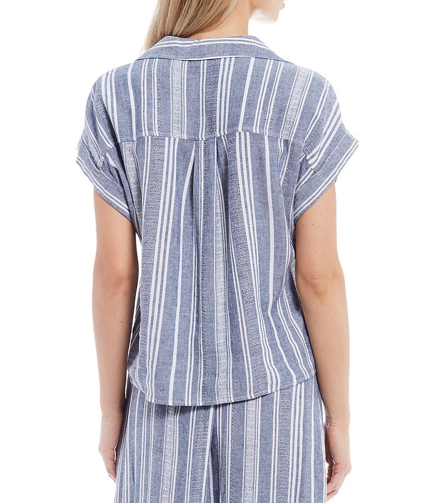 Cloth & Stone Woven Cap Sleeve Coordinating Tie Front Top