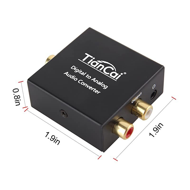 192KHz Digital to Analog Audio Converter - DAC Optical to RCA L/R Adapter with Optical & USB Power Cable, Digital Toslink SPDIF Coaxial to Stereo R/L & 3.5mm Jack for TV Amp PS4 DVD Headphone