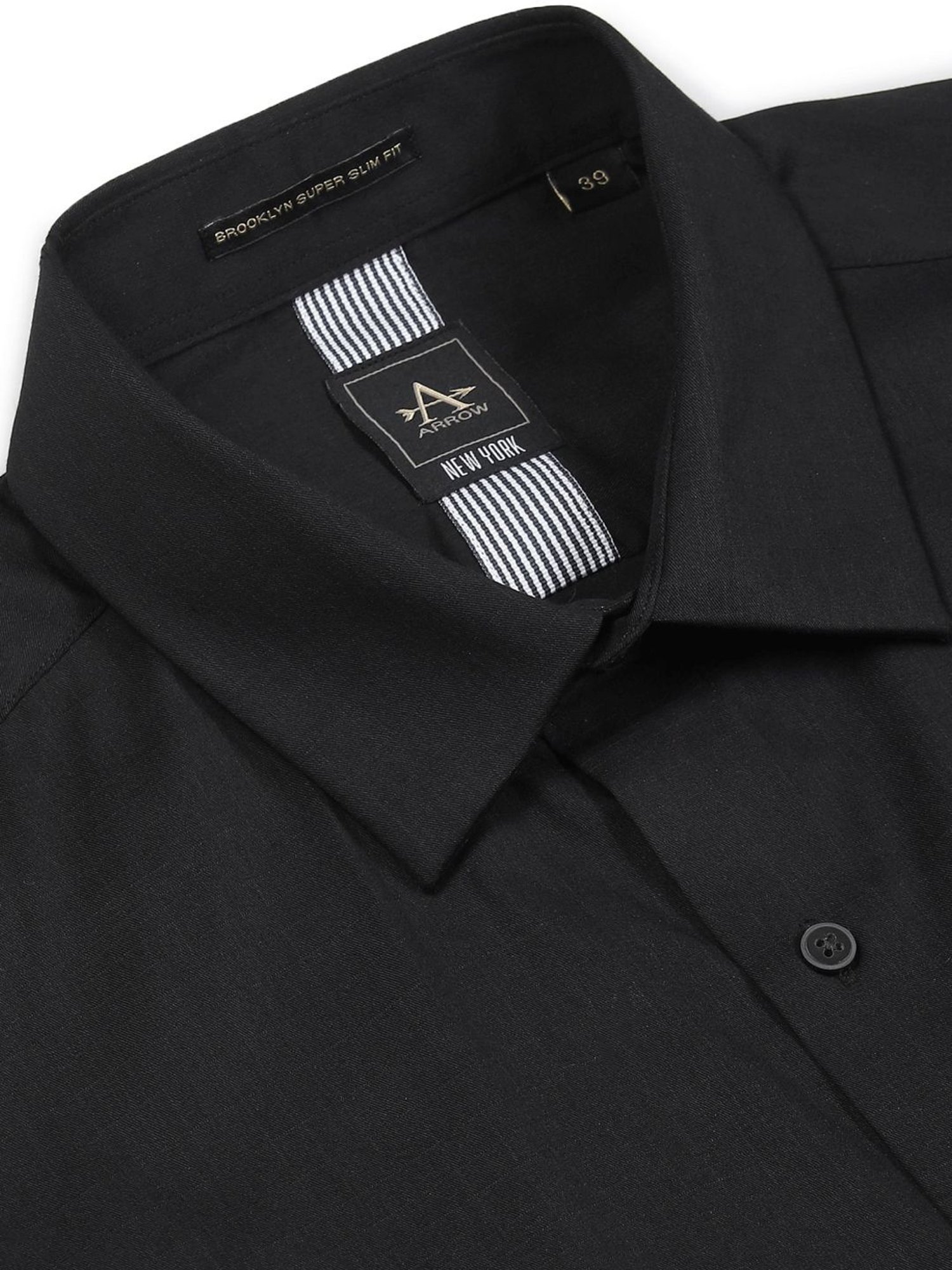 Arrow New York Black Cotton Slim Fit Shirt