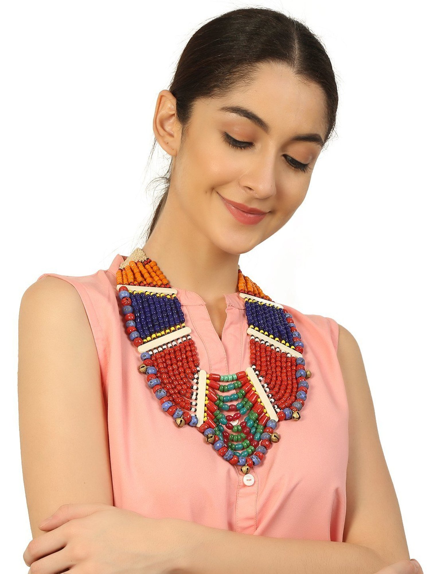Imli Street Multicolor Vintage Naga Beaded Tribal Necklace