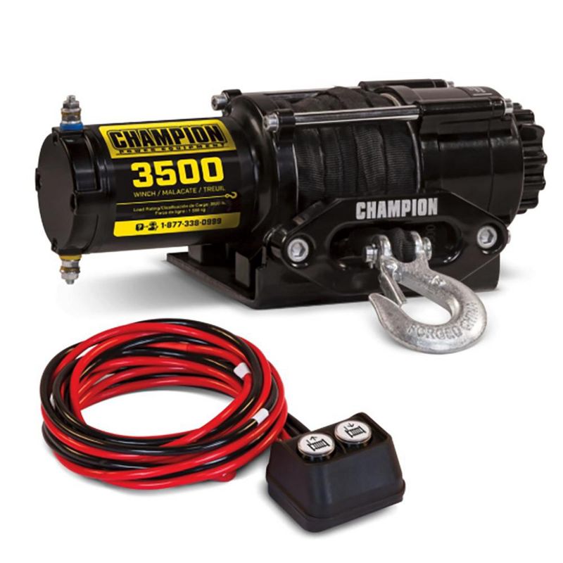 Champion Power Equipment 100428 3500-LB Rated ATV UTV Synthetic Rope Winch Kit