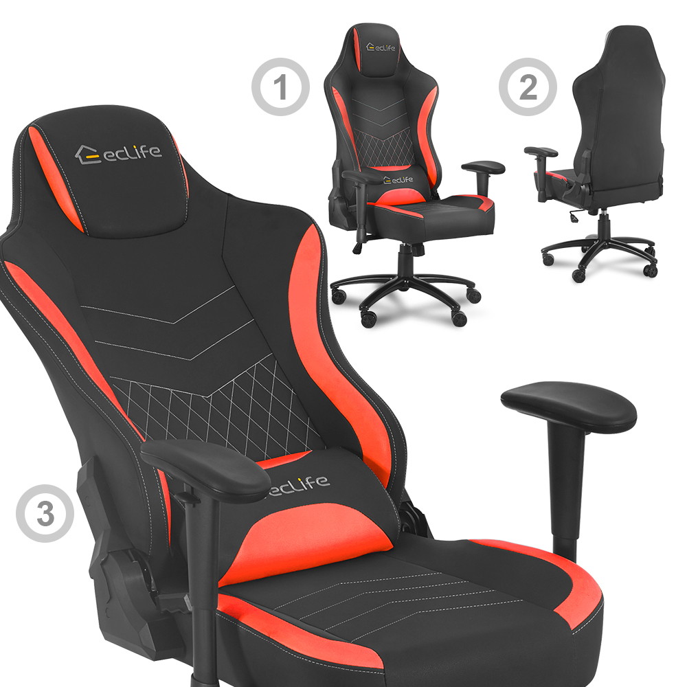 Ergonomic Racing Style Gaming Chair LUCKWIND Racing Chair
Massage Gaming Chair Office Chair Height Adjustment Recliner Swivel Rocker With USB Massage Lumbar Pad E-Sports Chair