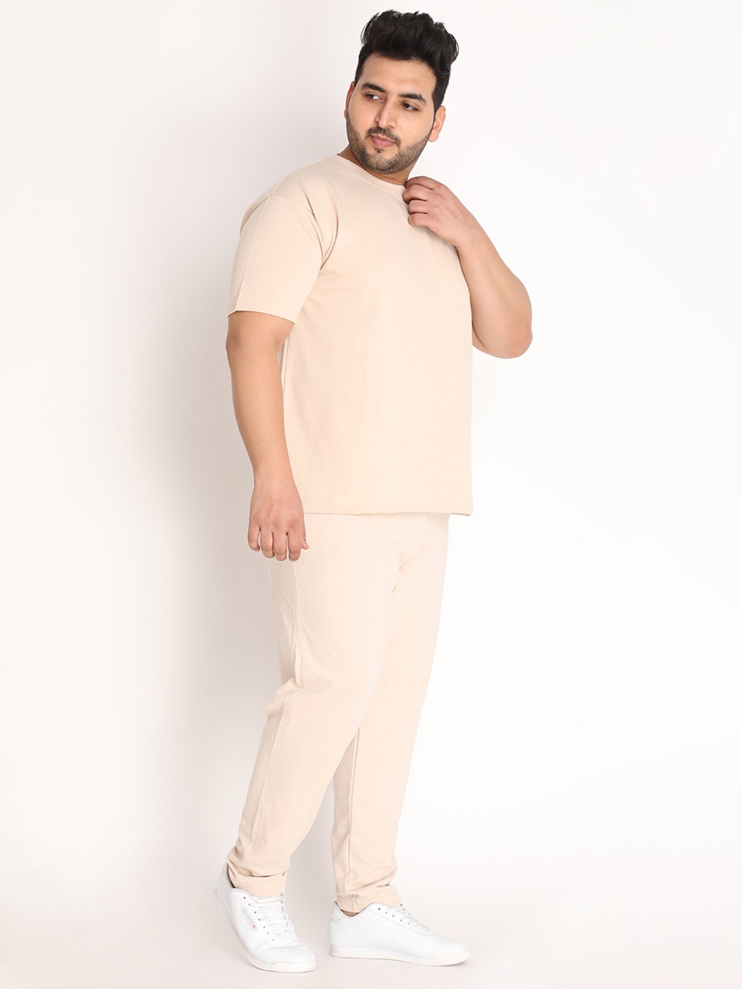 Chkokko Pastel Beige Cotton Relaxed Fit Track Suit
