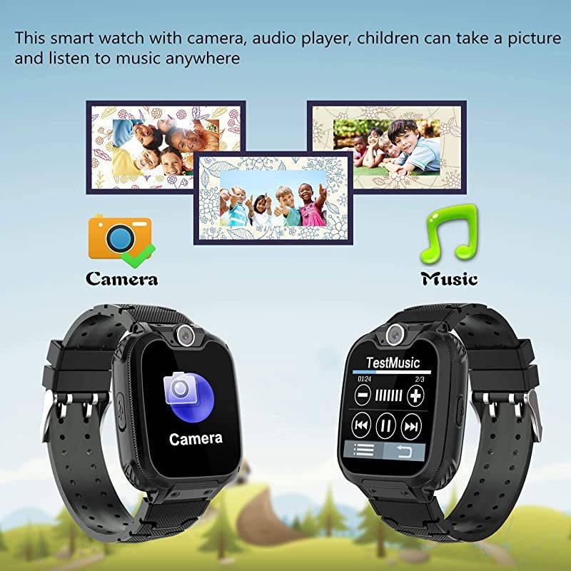 Smart Watch for Boys Girls HD Touch Screen Sports Smartwatch Phone with Call Camera Games Recorder Alarm Music Player for Children Teen Students