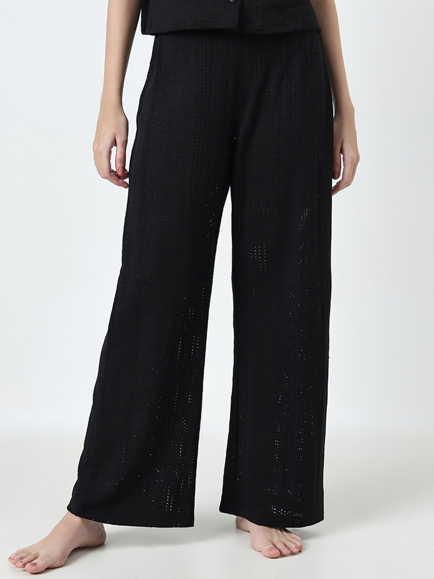 Superstar by Westside Black Embroidered High-Rise Pants