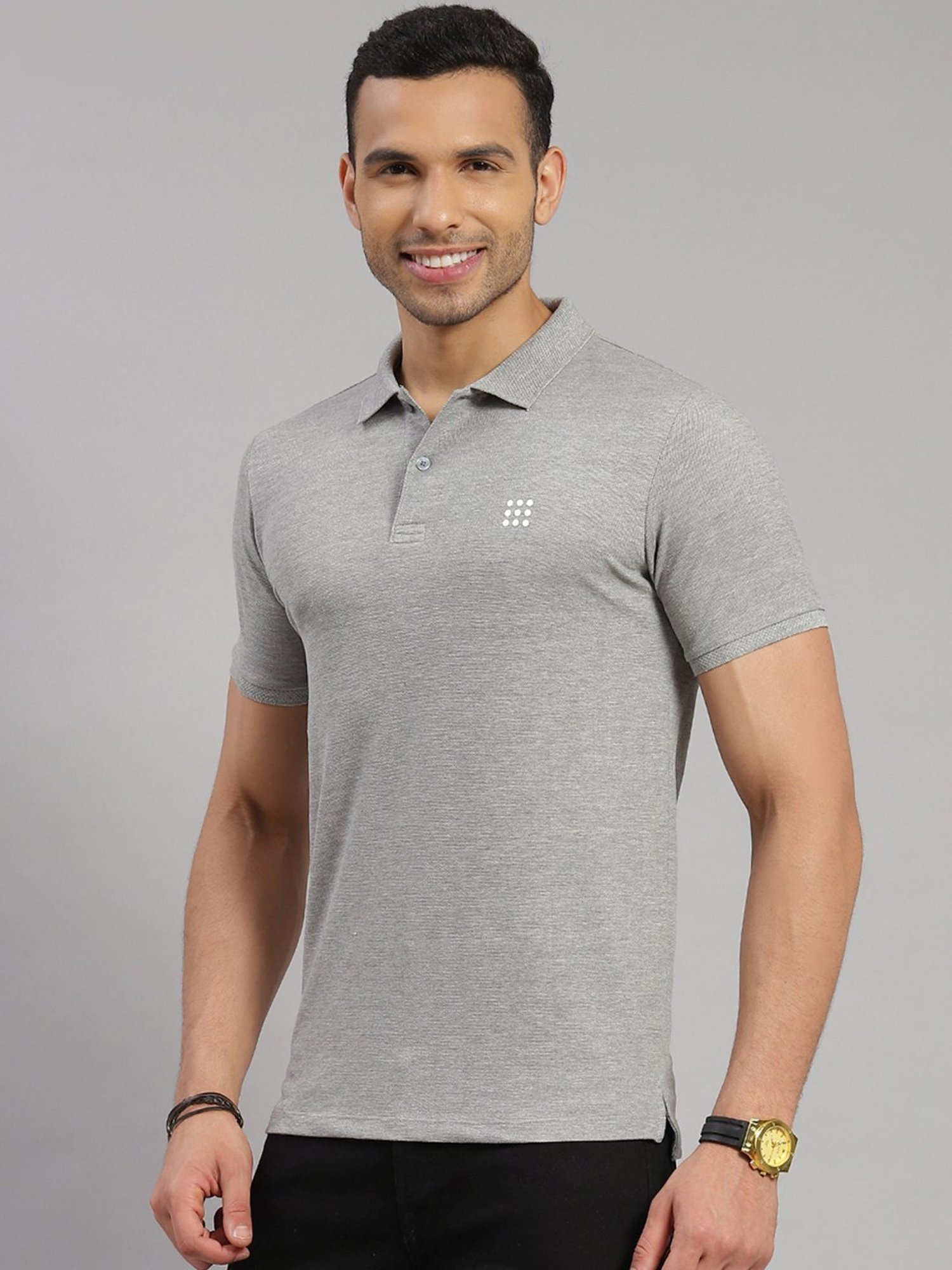 Rock.It Grey Smart Fit Polo T-Shirt