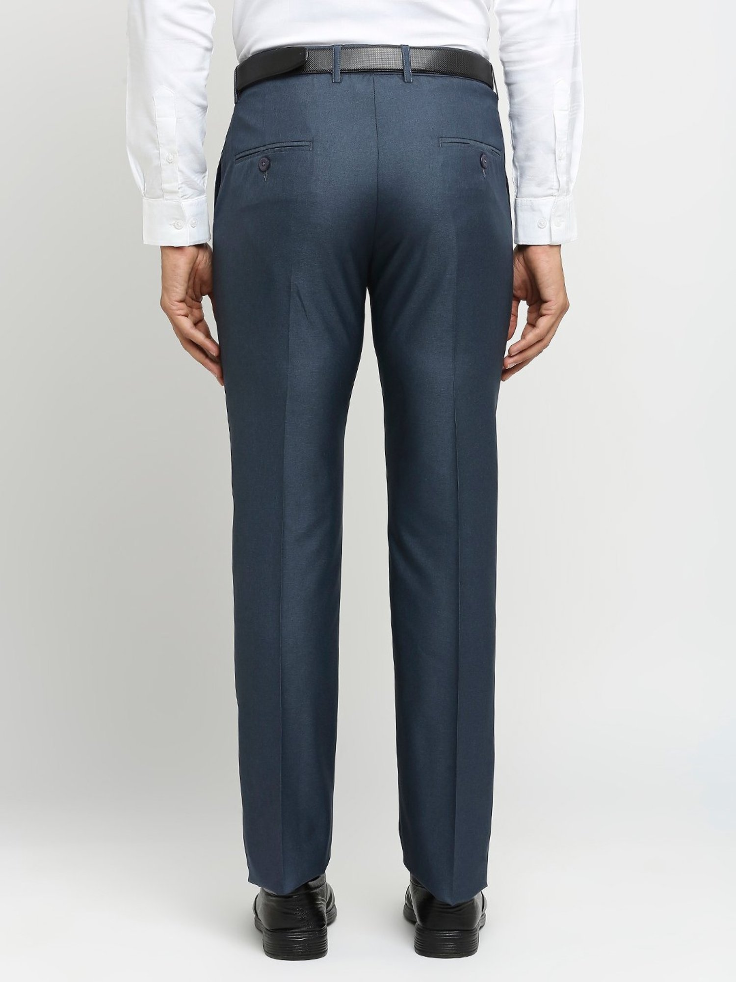 SOLEMIO Dark Turquoise Slim Fit Flat Front Trousers