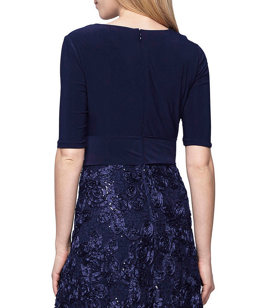 Alex Evenings Tea-Length Rosette Skirt Party Dress