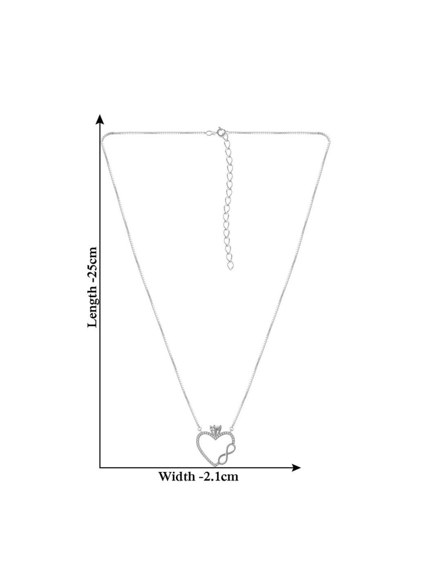 Rihi by P.C. Chandra Jewellers 925 Silver Infinity Heart with Crown Pendant for Women & Girls