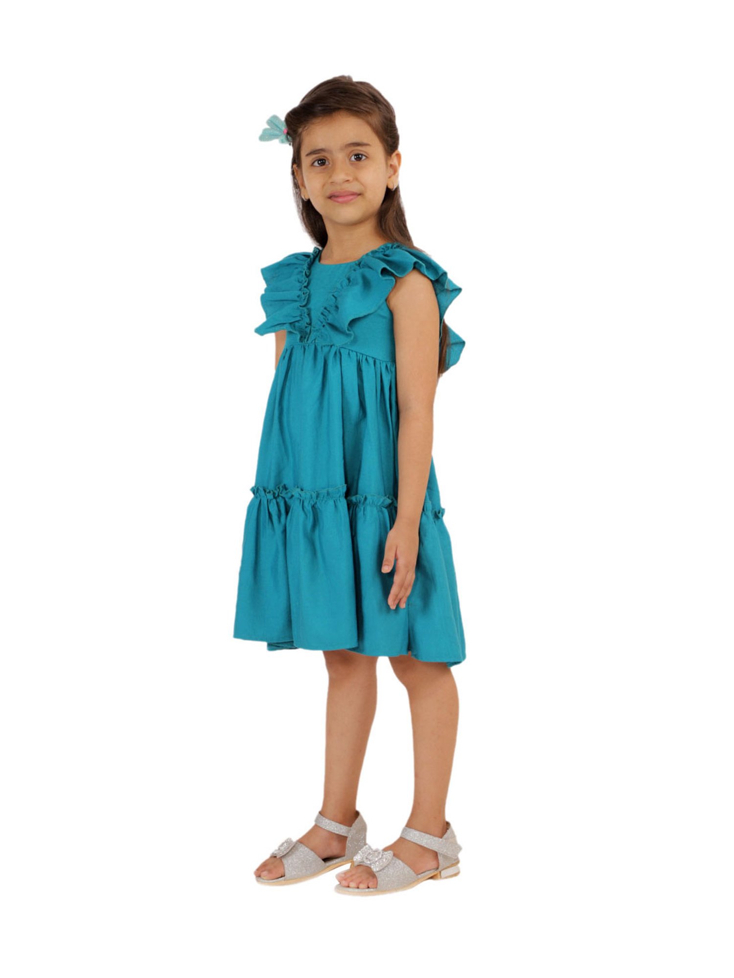 KidsDew Kids Blue Solid Dress