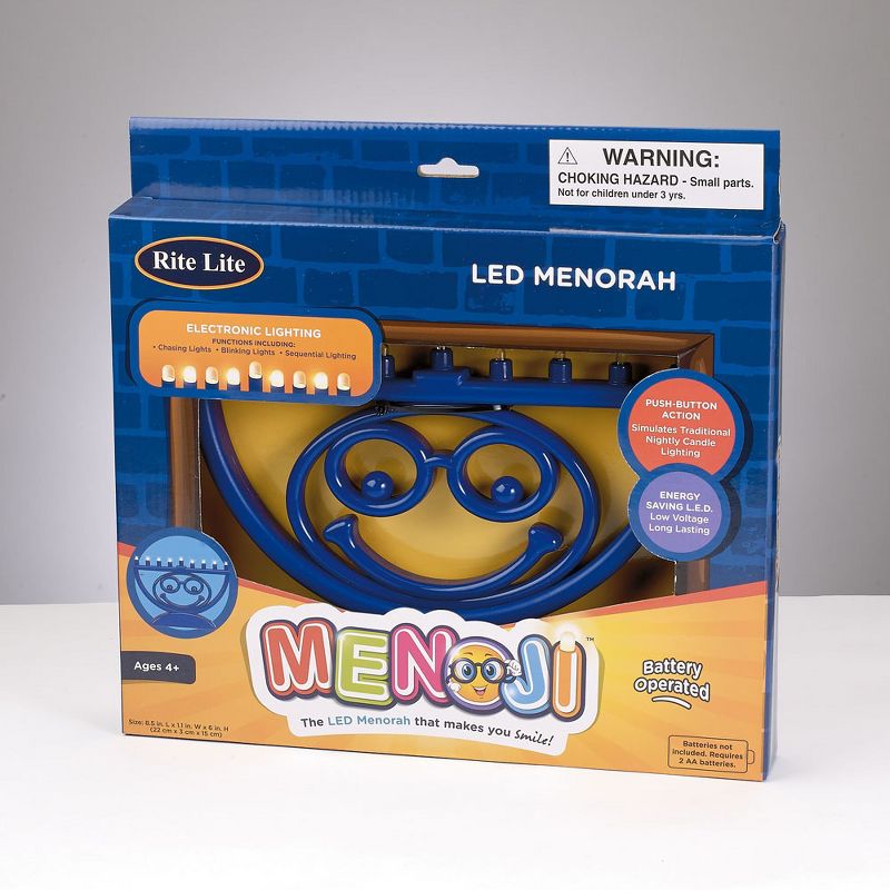 Rite Lite 8.75" Battery Operated 'Menoji' LED Hanukkah Menorah - Blue/White