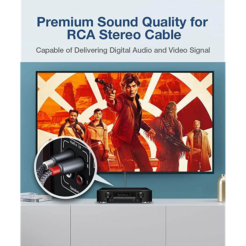 RCA Stereo Cable 66ft2M Dual Shielded GoldPlated 2RCA Male to 2RCA Male Stereo Audio Cable for Home Theater HDTV Amplifiers HiFi Systems Grey