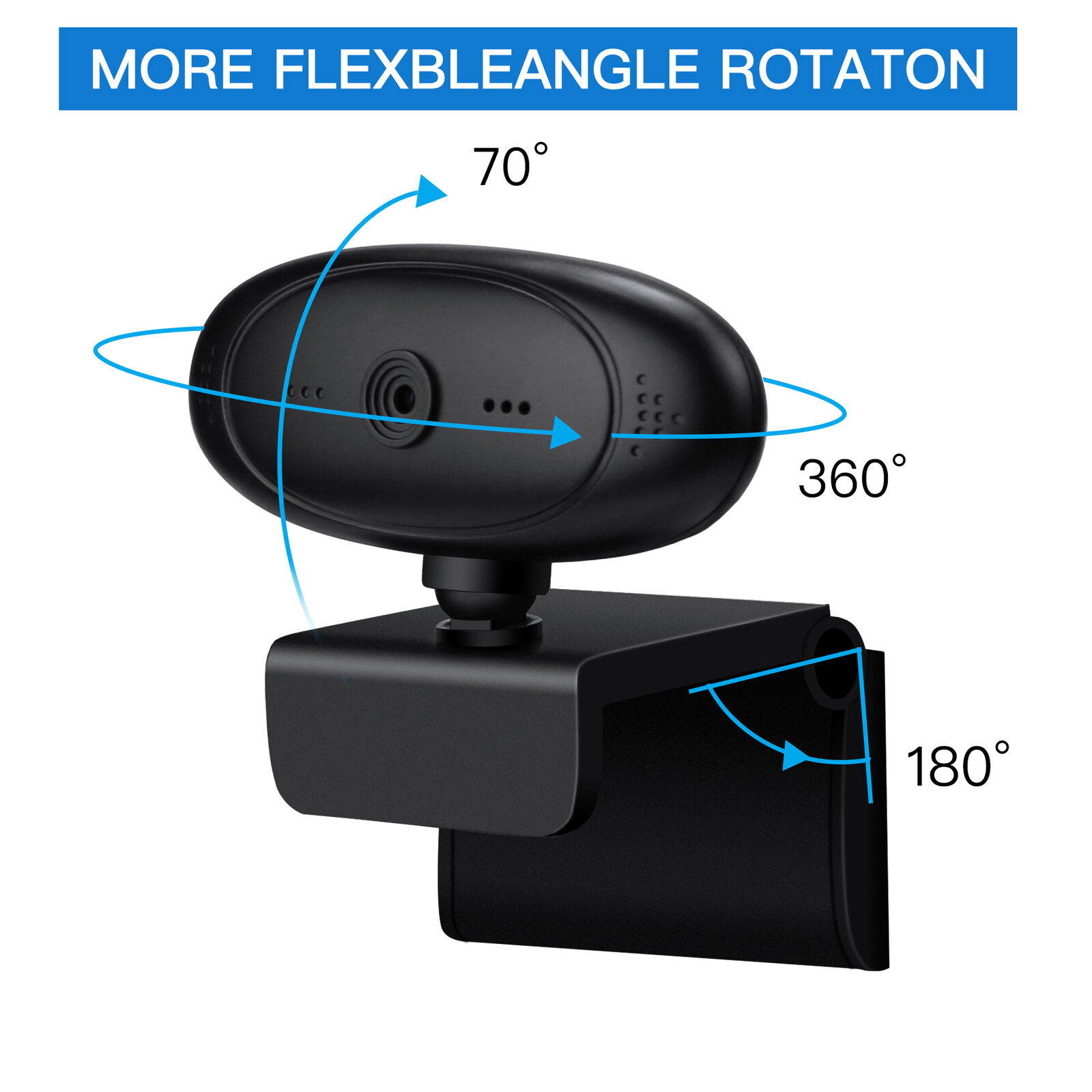 360&deg; Rotatable HD 1080P Webcam Auto Focus Web Cam Camera w/ Mic For PC Laptop