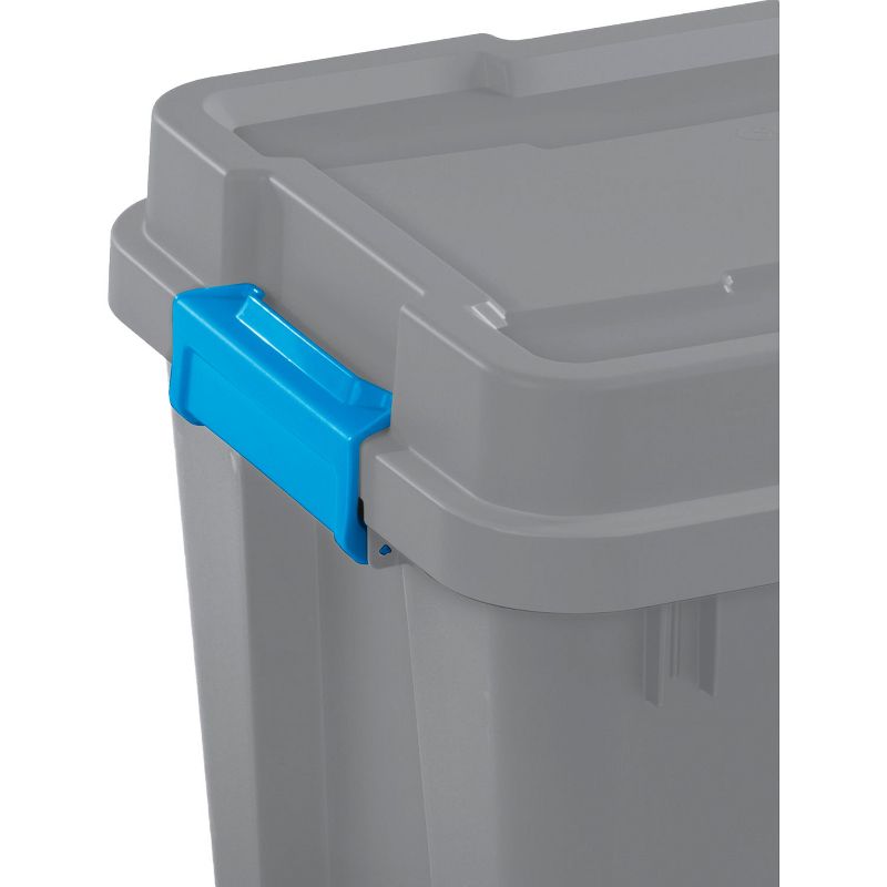 Sterilite 19434303 120 Quart Clear Plastic Storage Container Box and Lid with Blue Latches and Wheels (3 Pack)