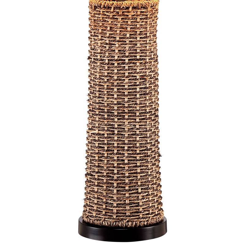 360 Lighting Coastal Table Lamp Woven Seagrass Burlap Drum Shade for Living Room Family Bedroom Bedside Nightstand Office