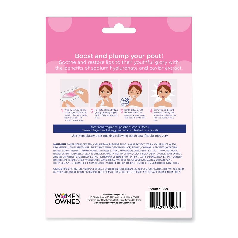 Miss Spa Hydrate and Boost Hydrogel Lip Mask - 1ct/0.35oz