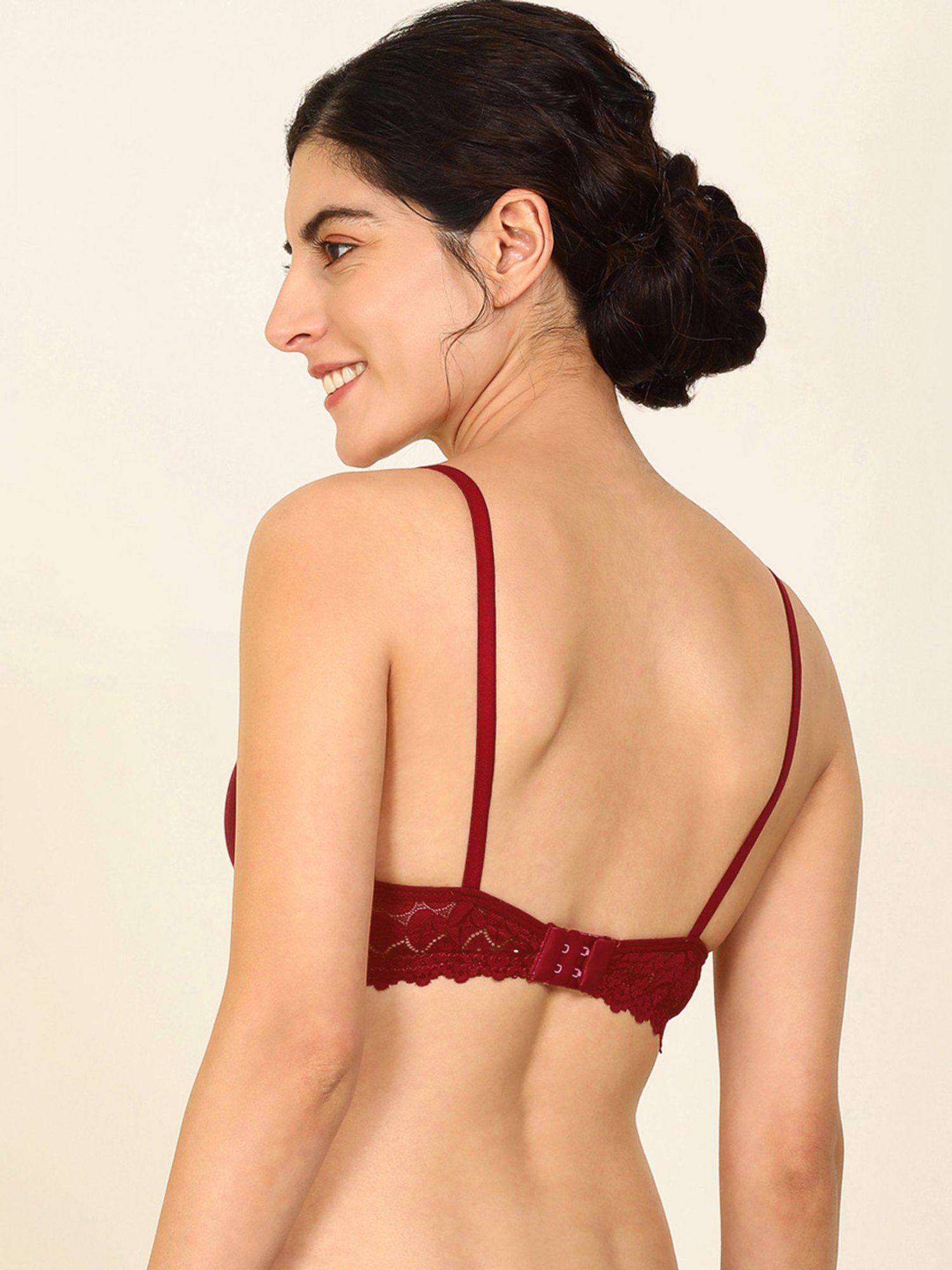 AROUSY Maroon Cotton Self Pattern Everyday Bra