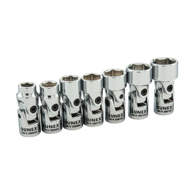 Sunex 39001U 7 Pc 3/8 in. Drive Universal Socket Set-SAE 6 Pt Rail