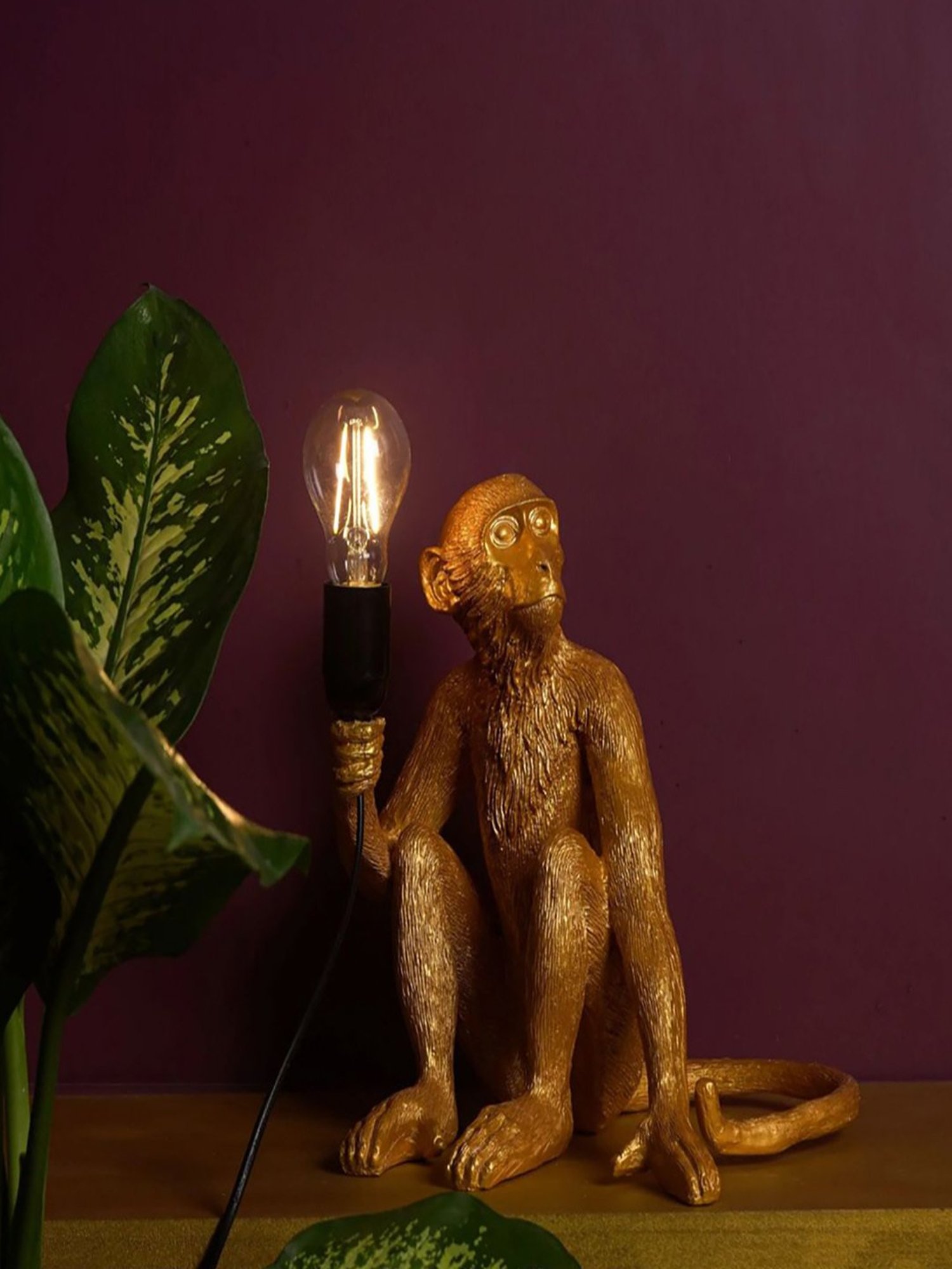The Artment Gold Resin Modern Art Monkey Decorative Lamp