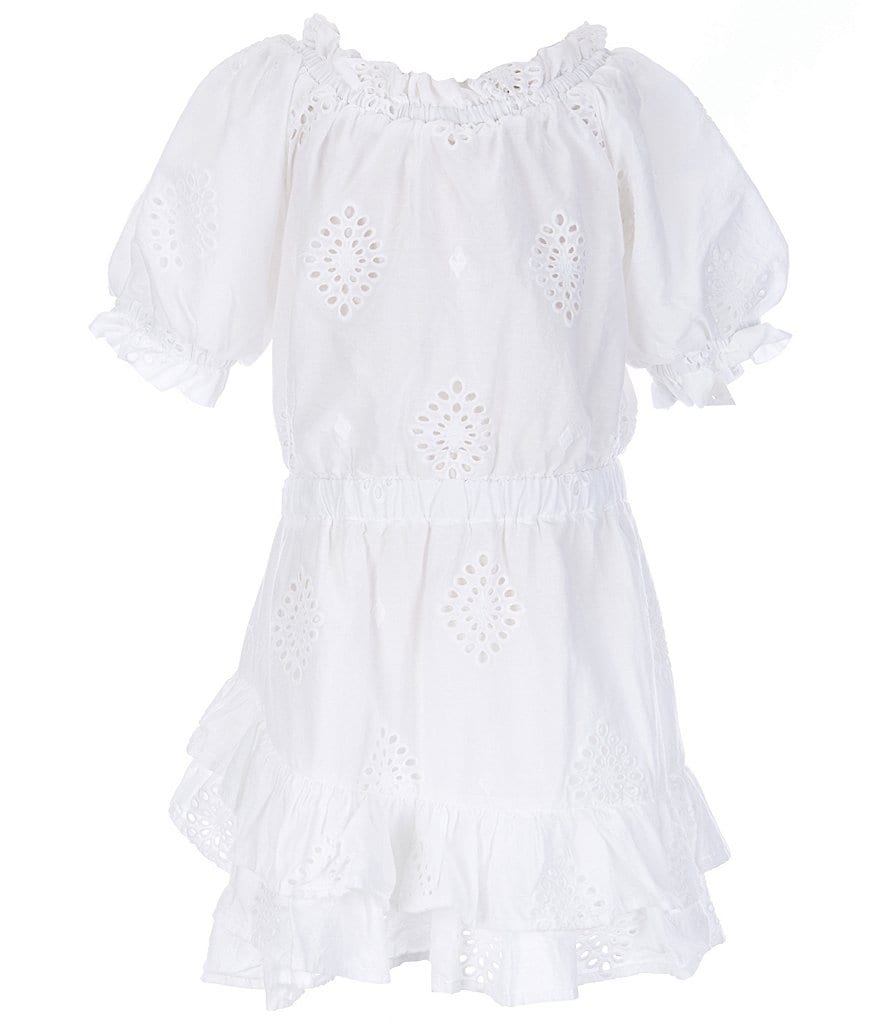 Habitual Little Girls 4-6X Puffed-Sleeve Eyelet Lace Fit-And-Flare Dress