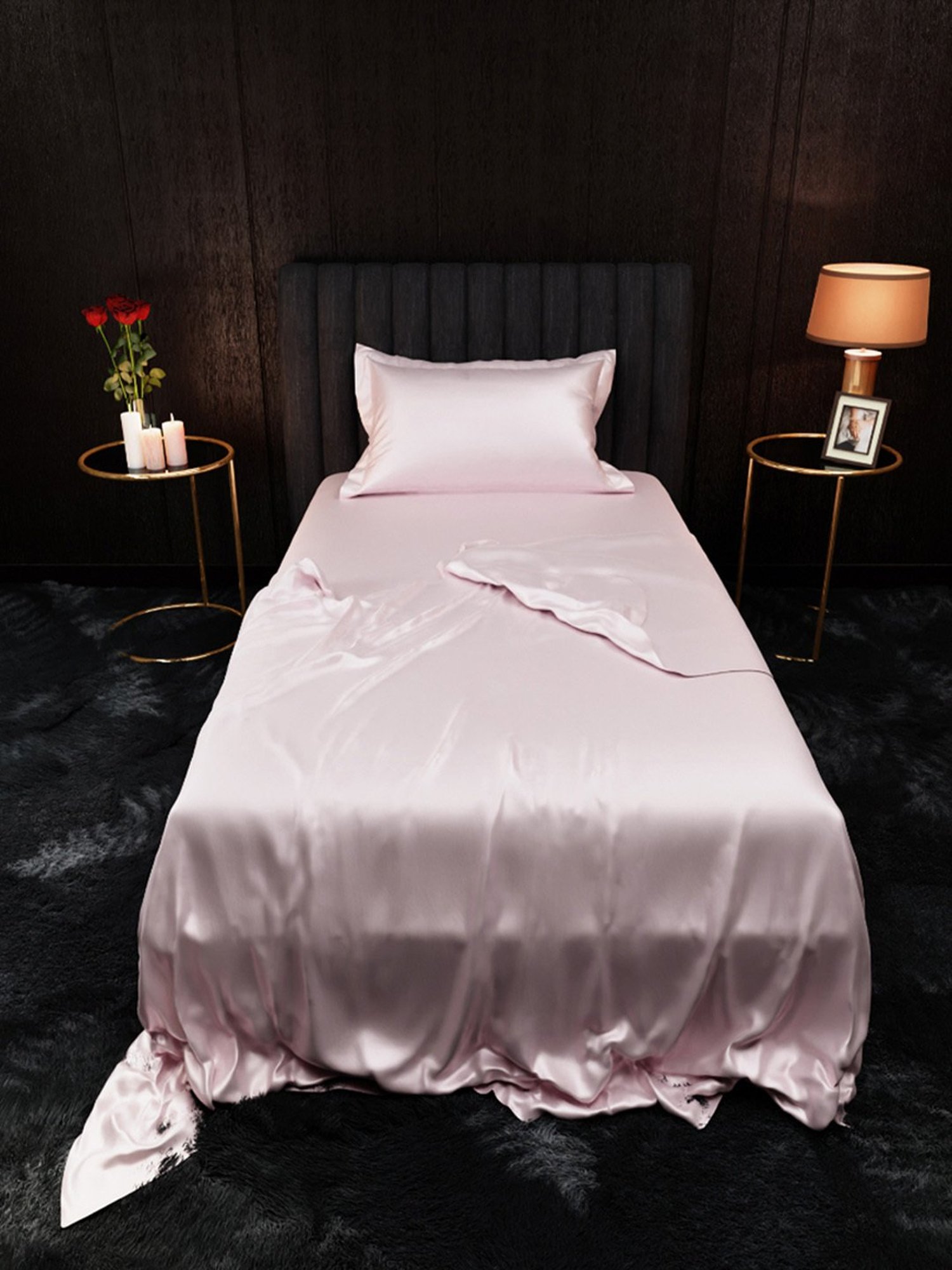 Stoa Paris Date Night Collection Pink 300 TC Polyester Single Bedsheet with Pillow Cover