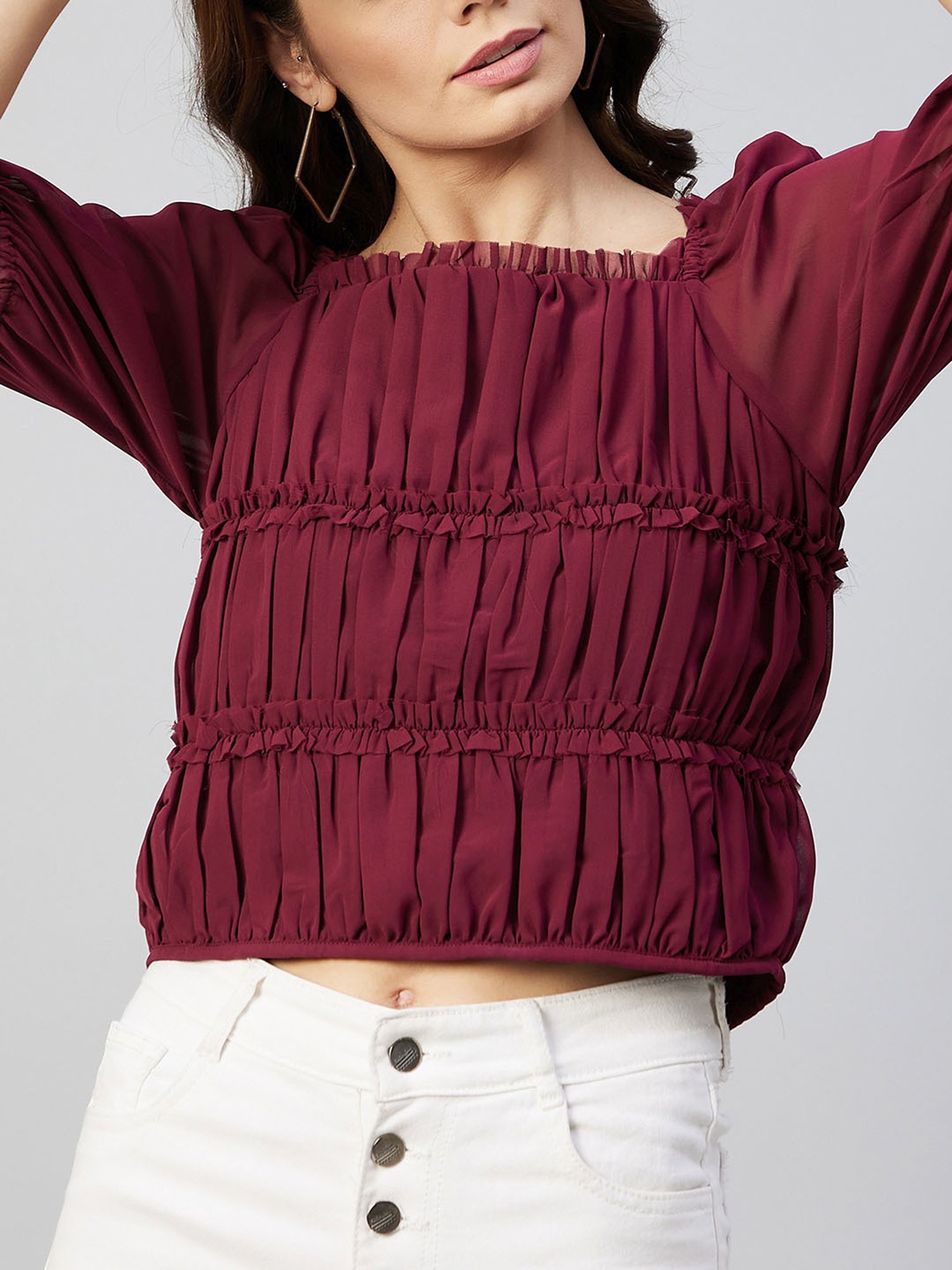 Marie Claire Maroon Top