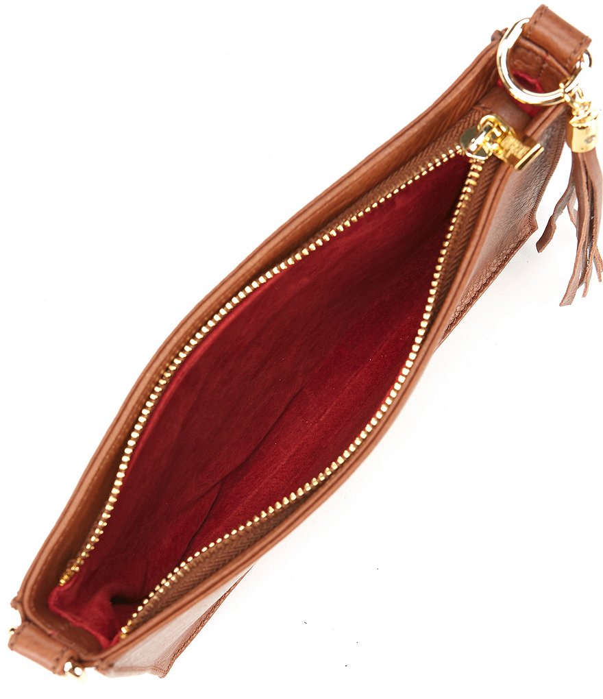 Kelly-Tooke Zip Top Leather Tassel Crossbody Bag and Clutch