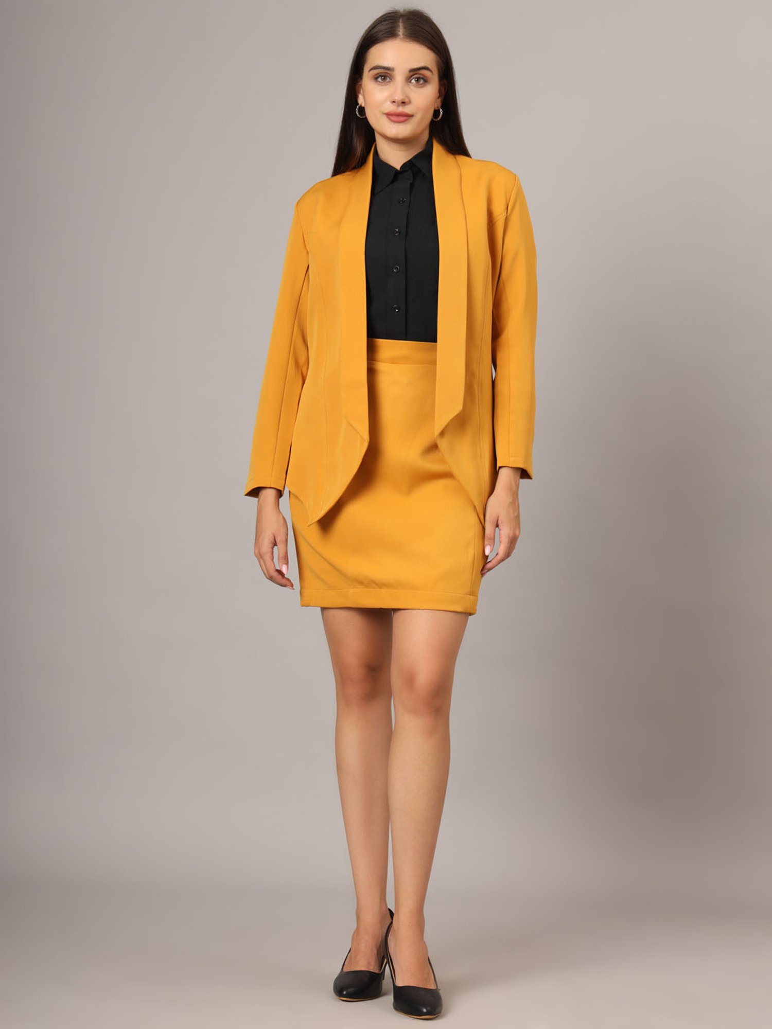 BRINNS Mustard Blazer With Skirt