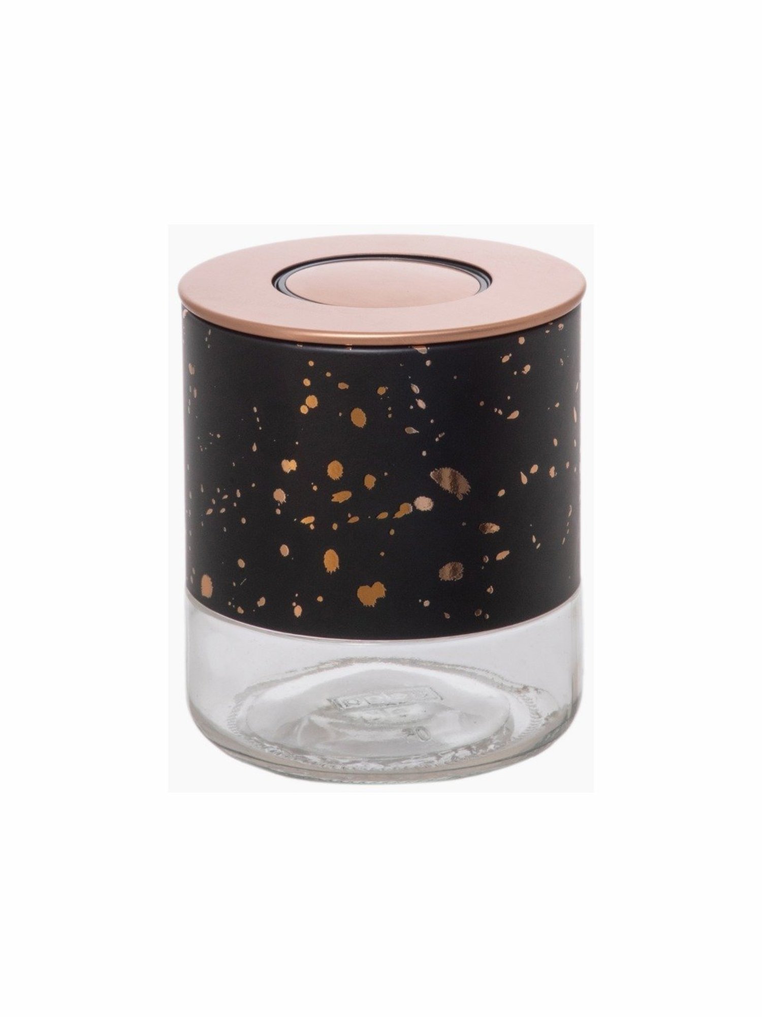 White Gold Black Glass Storage Jar with Lid (0.38L)
