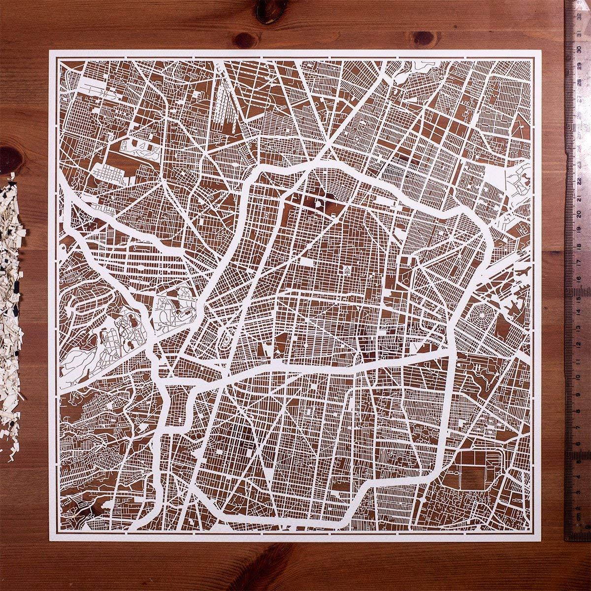 Mexico City Paper Cut Map by O3 Design Studio White 12x12 inches Paper Art