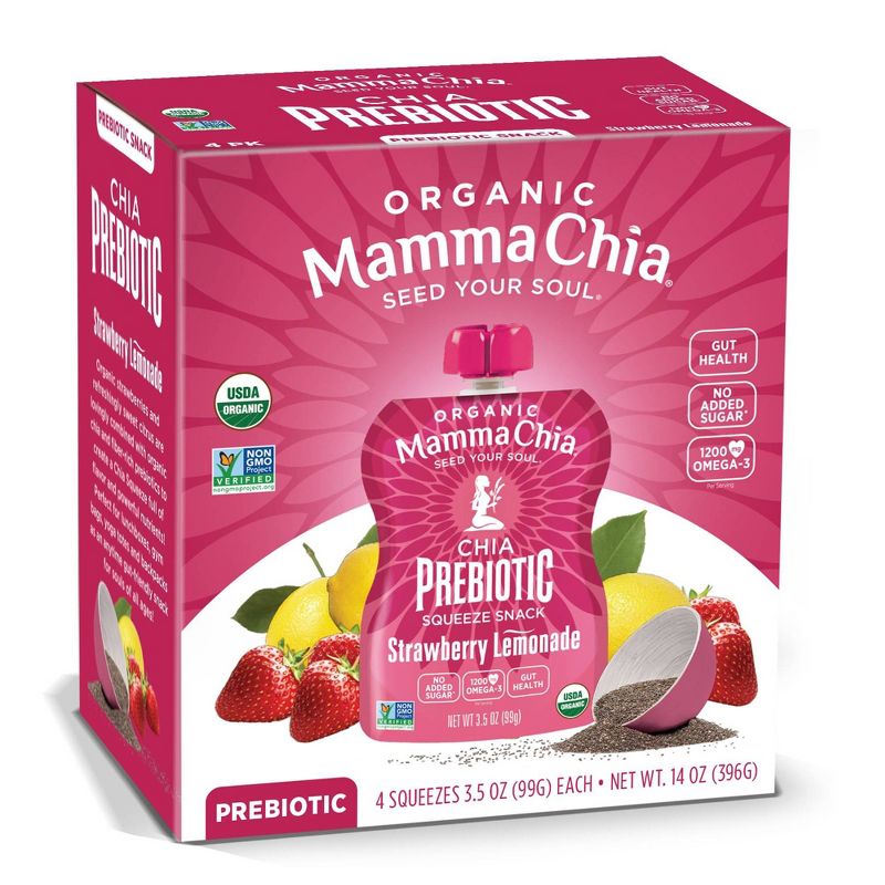 Mamma Chia Strawberry Lemonade Squeeze Vitality Snack - 4ct