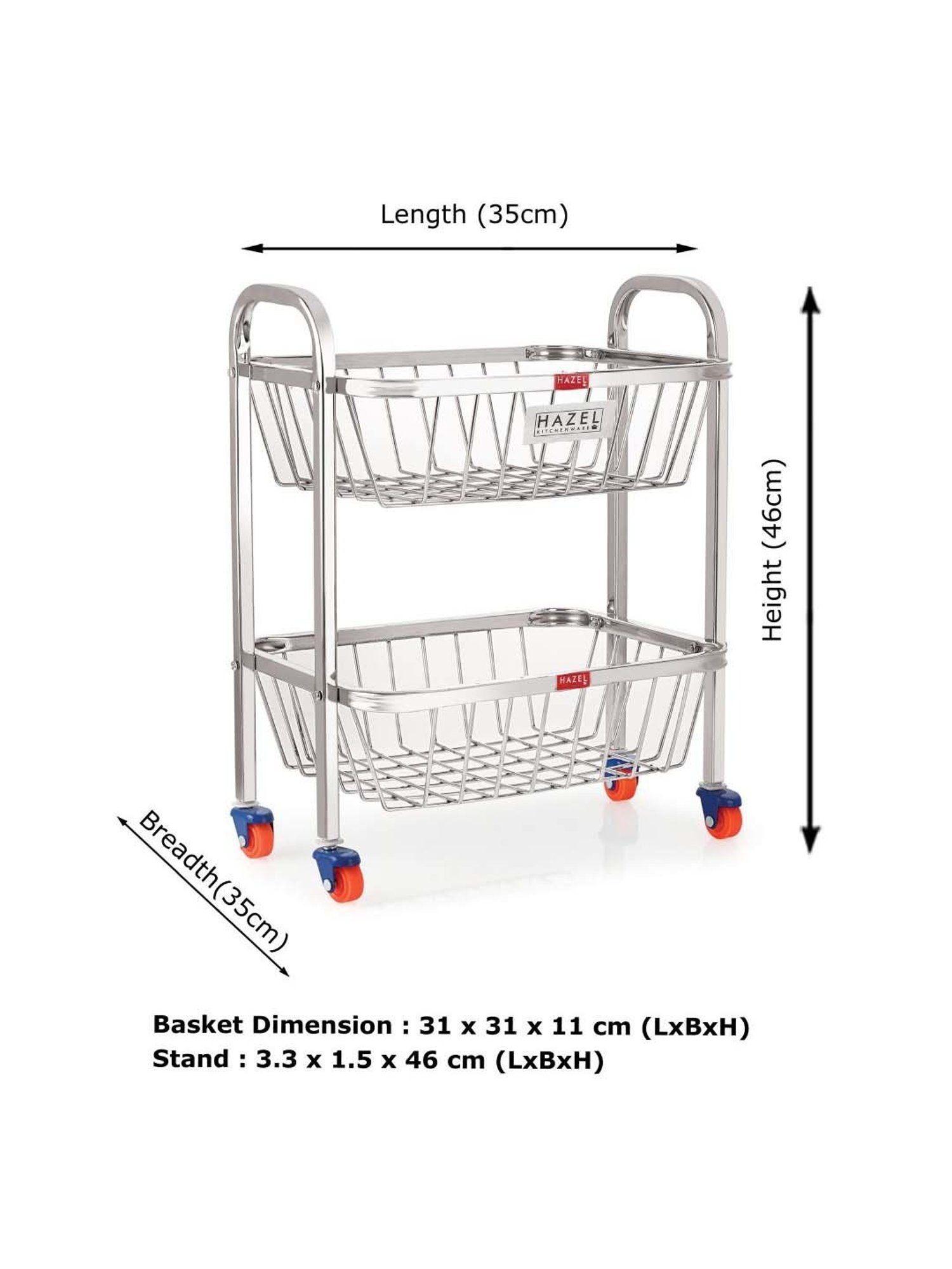 HAZEL Silver Stainless Steel Fruits Storage Basket