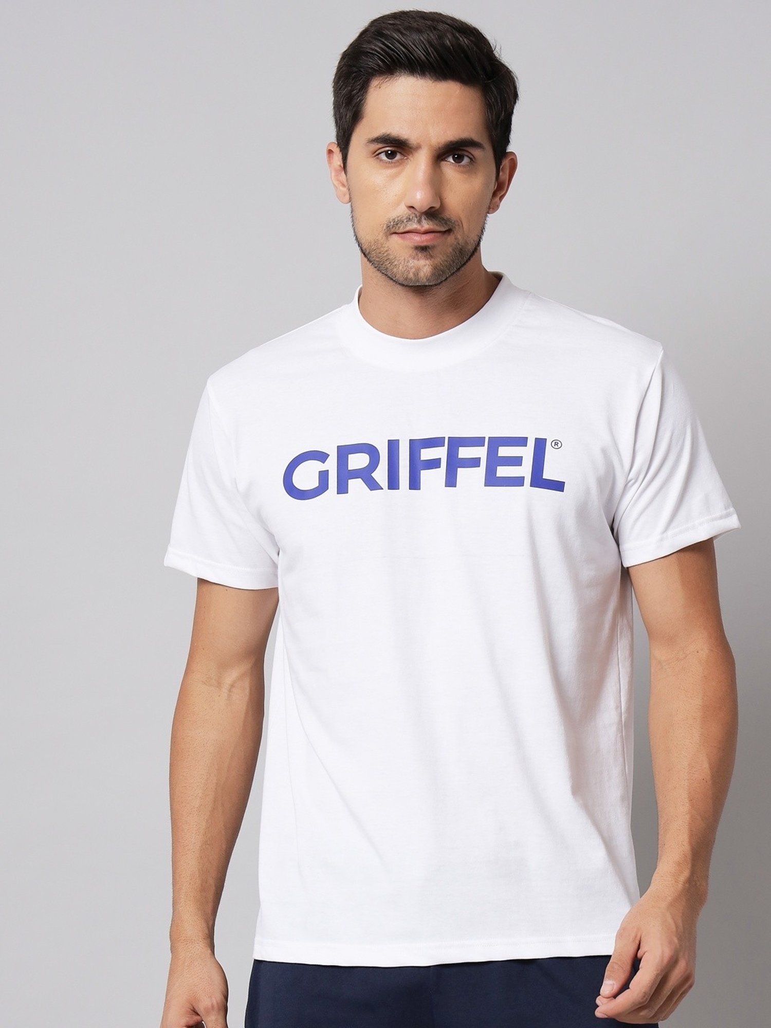 Griffel White Cotton Loose Fit Printed T-Shirt