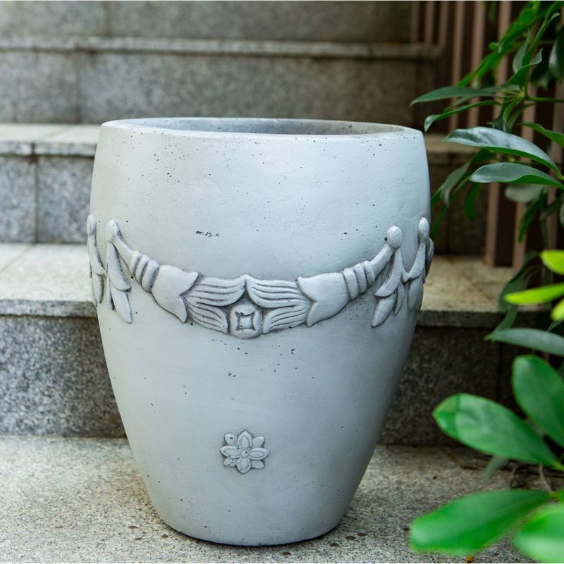 12.2" Kante Lightweight Classic Oval Flower Garland Planter Light Gray - Rosemead Home & Garden, Inc.