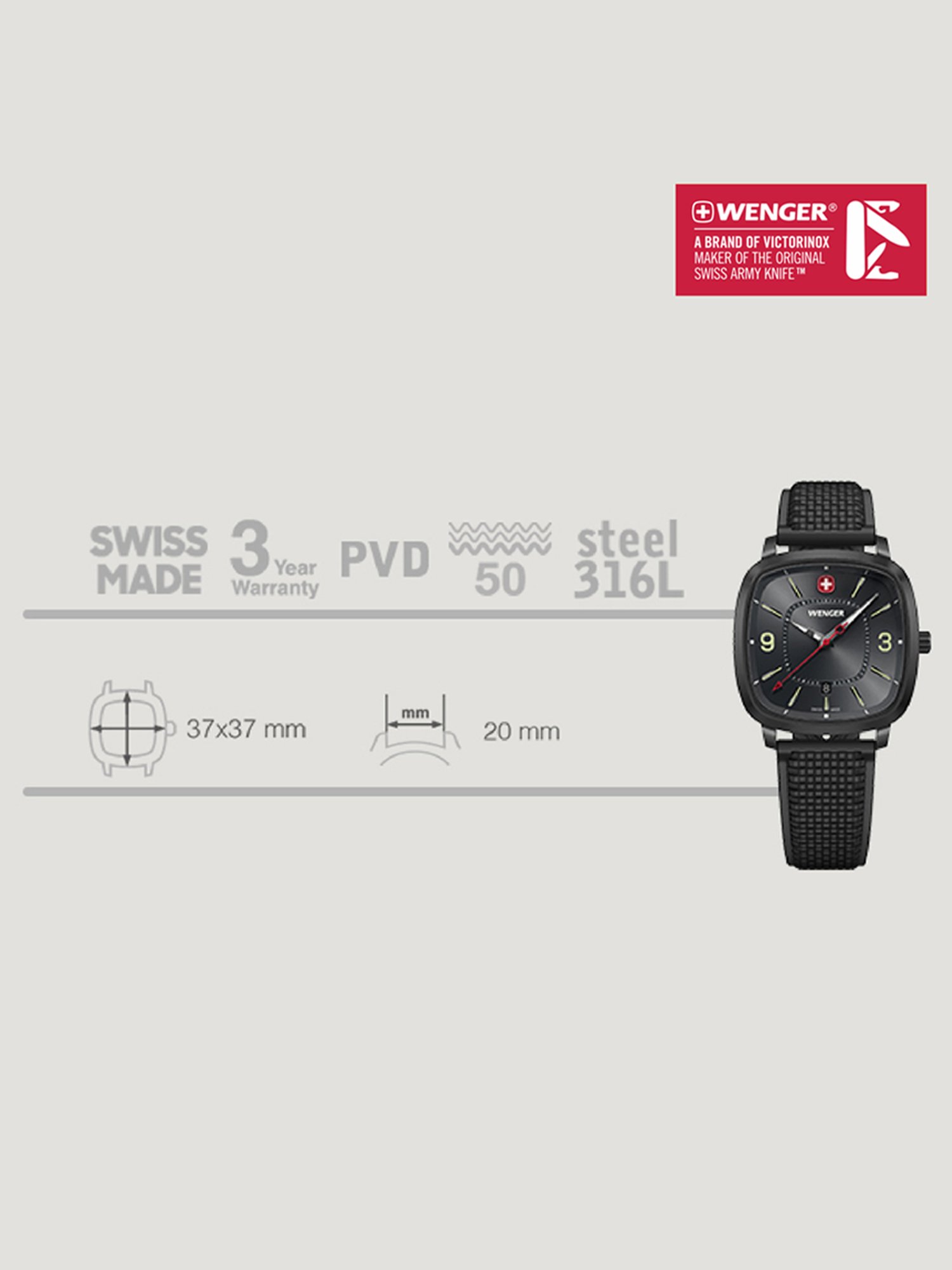 Wenger 01.1921.113 Analog Watch for Men