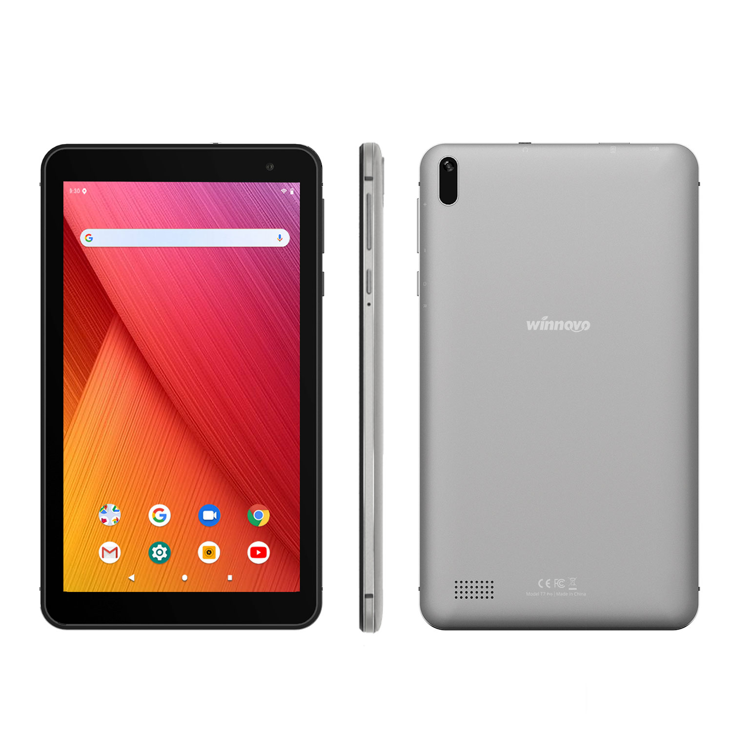Android 9.0 Tablet 7 Inch WiFi PC Tablets - Winnovo T7 Pro MT8163 2GB RAM 32GB ROM IPS 2.0MP+2.0MP Camera Bluetooth GPS FM (Grey)